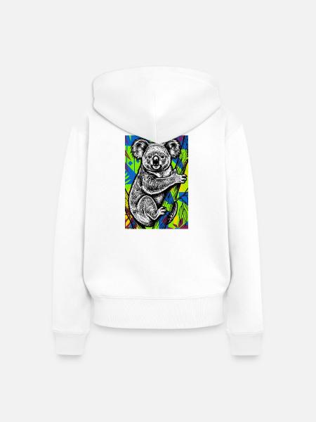 Koala - Frauen Premium Bio Zip Hoodie - Weiß