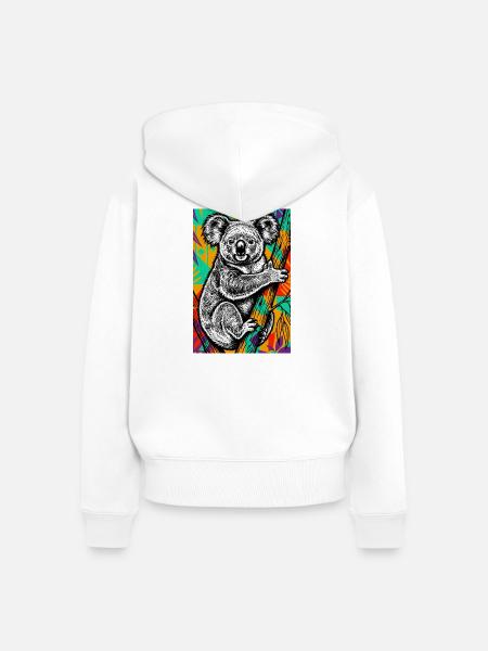 Koala - Frauen Premium Bio Zip Hoodie - Weiß