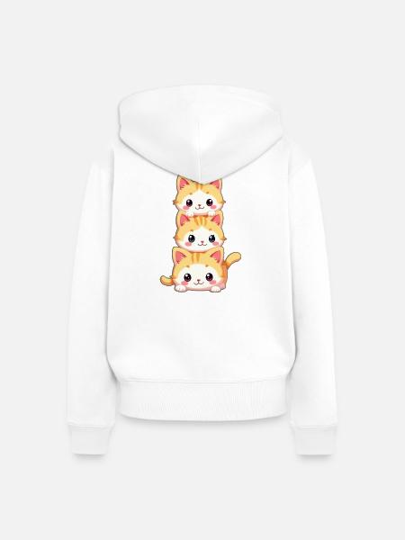 Gestapeltes Kätzchen-Trio - Frauen Premium Bio Zip Hoodie - Weiß