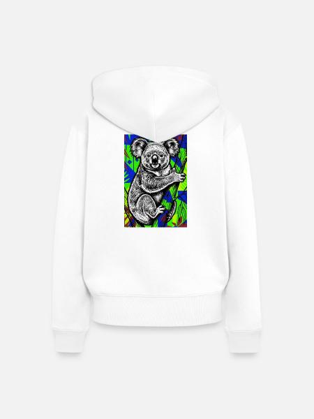 Koala - Frauen Premium Bio Zip Hoodie - Weiß