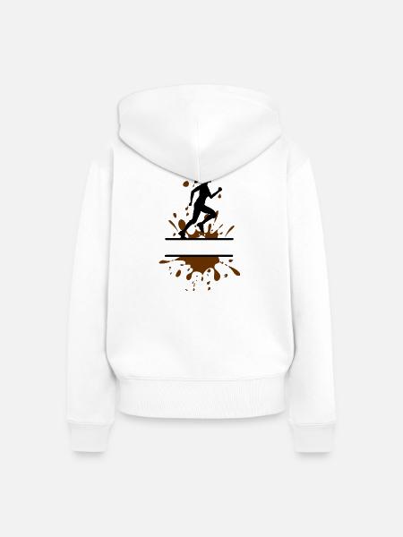 Mud Run Woman – Anpassbare Läuferin - Frauen Premium Bio Zip Hoodie - Weiß