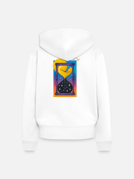 Kosmisches Sanduhr-Neon - Frauen Premium Bio Zip Hoodie - Weiß