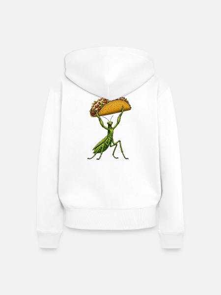 Gottesanbeterin Comic Taco Mexikanisch Essen - Frauen Premium Bio Zip Hoodie - Weiß