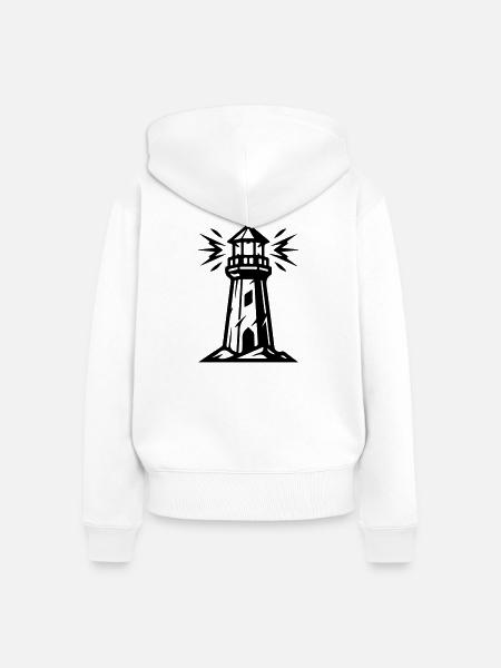 Leuchtturm Symbol - Frauen Premium Bio Zip Hoodie - Weiß