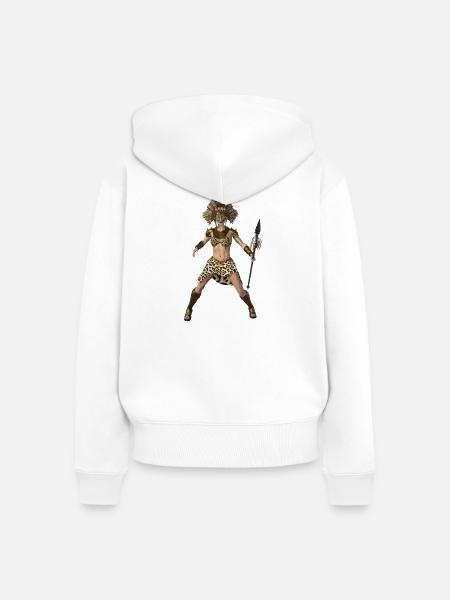 Amazonen Kriegerin - Frauen Premium Bio Zip Hoodie - Weiß