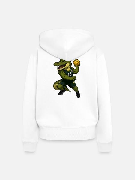 Krokodil Powerwurf 15 - Frauen Premium Bio Zip Hoodie - Weiß