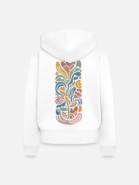 Abstract Blossom - Frauen Premium Bio Zip Hoodie - Weiß