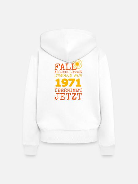 abgeschlossen 1971 - Frauen Premium Bio Zip Hoodie - Weiß