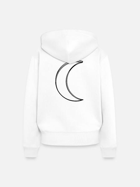 Mond handgezeichnet - Frauen Premium Bio Zip Hoodie - Weiß