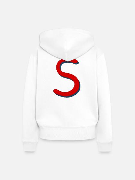 Rotes S mit Schatten-Outline - Frauen Premium Bio Zip Hoodie - Weiß