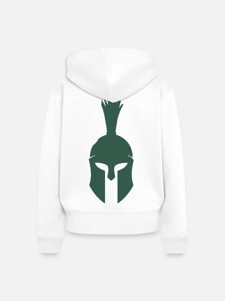 Spartanischer Helm Minimalist - Frauen Premium Bio Zip Hoodie - Weiß