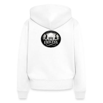 Amour sans fin - Sweat à capuche zippé Premium bio Femme - blanc - Dos - AI Model Female 172 light (172cm)