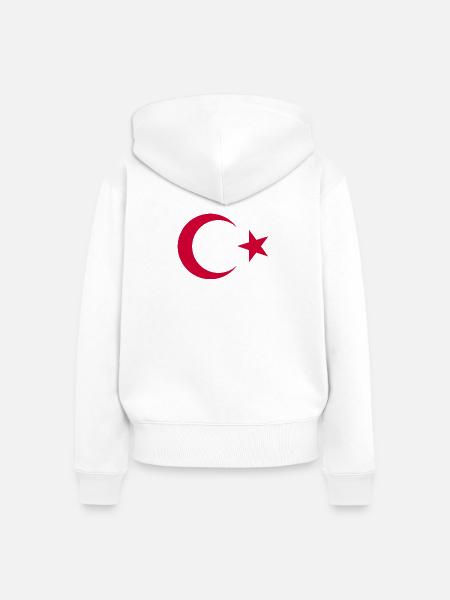 Roter Halbmond und Stern Türkei - Frauen Premium Bio Zip Hoodie - Weiß