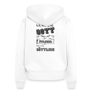 Göttlicher Pfleger Geschenk - Frauen Premium Bio Zip Hoodie - Weiß - Hinten - AI Model Female 172 light (172cm)