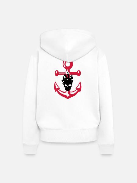 Anker und Schädel - Frauen Premium Bio Zip Hoodie - Weiß