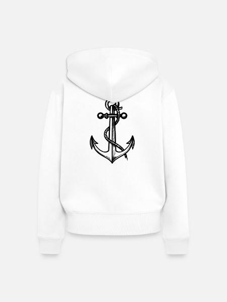 Anker mit Seil - Frauen Premium Bio Zip Hoodie - Weiß