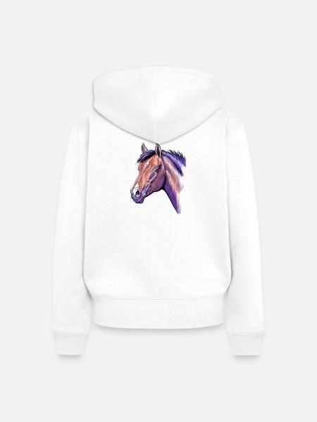 Pferd Portrait - Frauen Premium Bio Zip Hoodie - Weiß