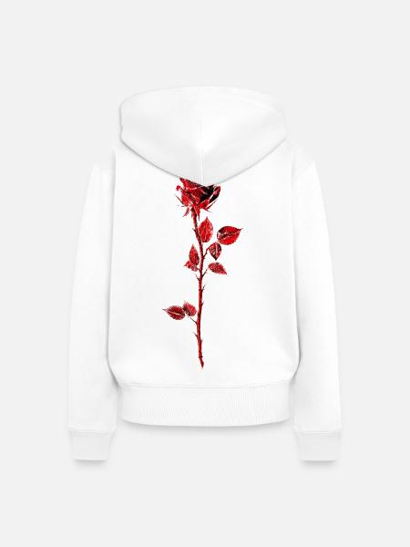 Purpurrote Rose Anemone Illustration - Frauen Premium Bio Zip Hoodie - Weiß