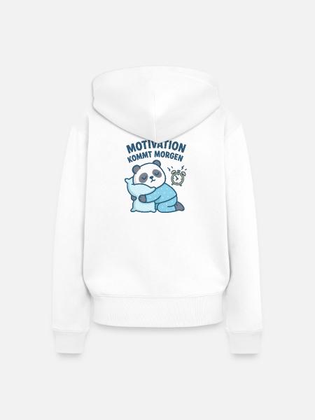 Kuschelpanda mit Motivationsspruch - Frauen Premium Bio Zip Hoodie - Weiß