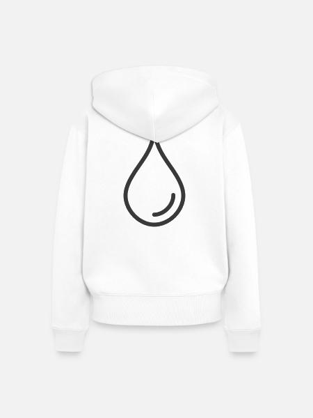 Einzelnes Wassertropfen-Linien-Symbol-Logo - Frauen Premium Bio Zip Hoodie - Weiß