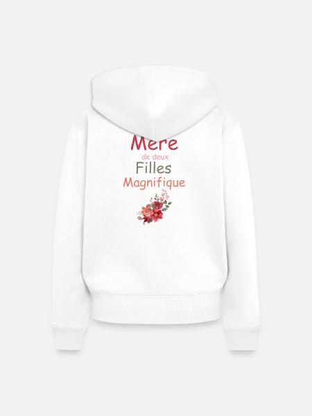 Mutter von zwei wunderschönen Töchtern - Frauen Premium Bio Zip Hoodie - Weiß