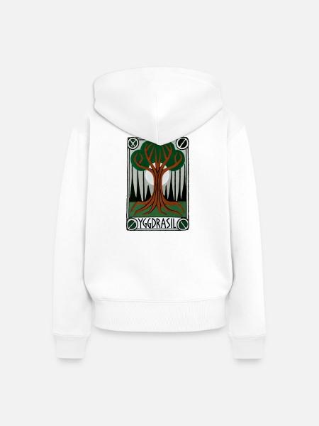 Yggdrasil-Runenbaum-Emblem - Frauen Premium Bio Zip Hoodie - Weiß