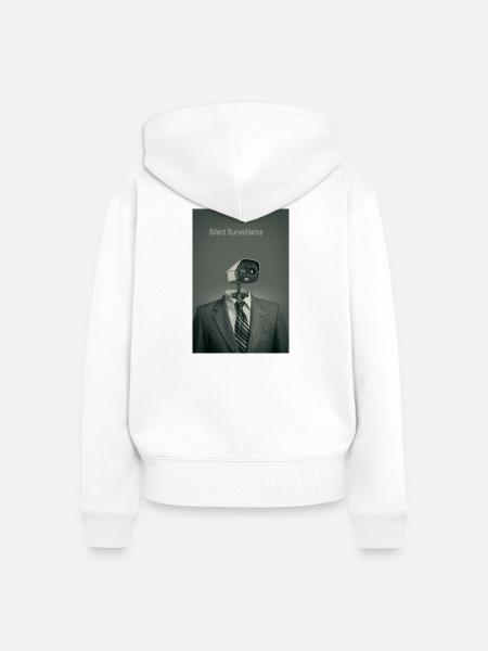 Silent Surveillance Minimal Poster Art - Frauen Premium Bio Zip Hoodie - Weiß