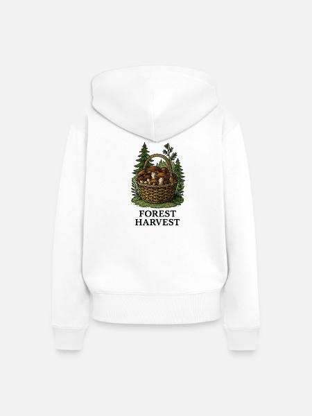 Waldpilzkorb Ernte im Wald - Frauen Premium Bio Zip Hoodie - Weiß