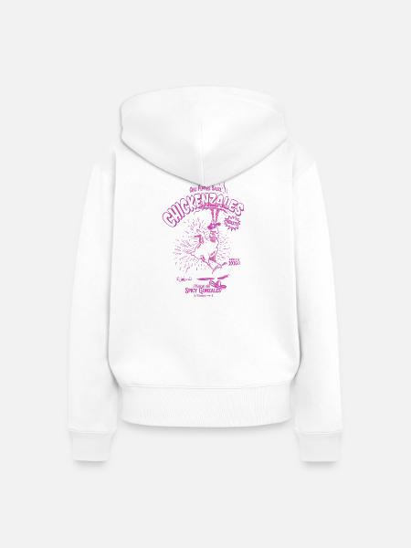 Lila Retro Scharfhähnchen - Frauen Premium Bio Zip Hoodie - Weiß