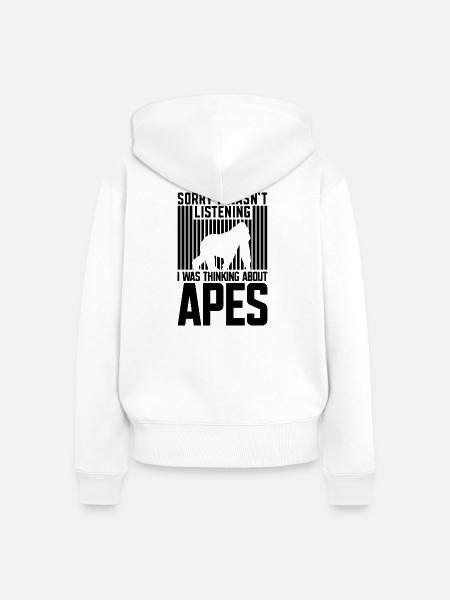 Affe Spruch Silhouette - Frauen Premium Bio Zip Hoodie - Weiß