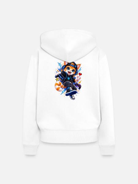 Gaming Katze – Gamer Cat - Frauen Premium Bio Zip Hoodie - Weiß