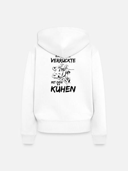 Kuh Kühe - Frauen Premium Bio Zip Hoodie - Weiß