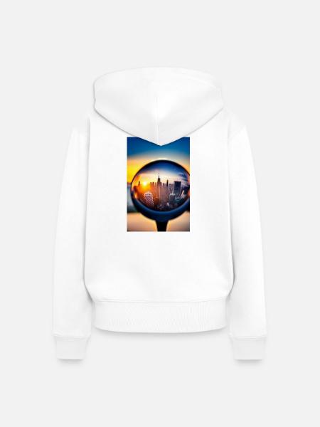 Stadt Kugel - Frauen Premium Bio Zip Hoodie - Weiß