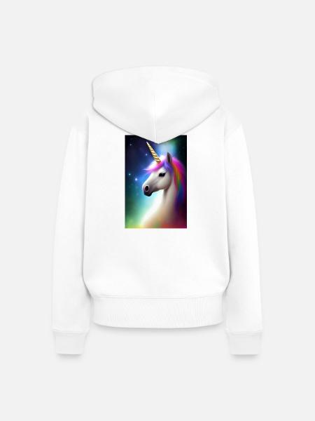 Einhorn - Frauen Premium Bio Zip Hoodie - Weiß
