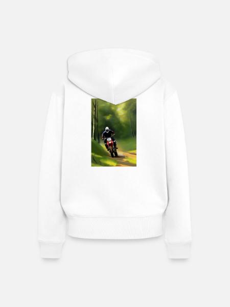 Motocross Fahren - Frauen Premium Bio Zip Hoodie - Weiß