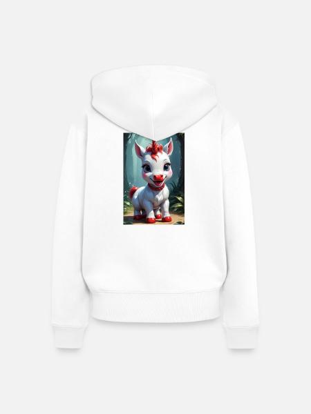 Süßes Einhorn - Frauen Premium Bio Zip Hoodie - Weiß