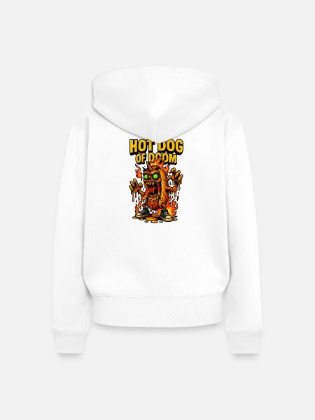 Hot Dog of Doom - Frauen Premium Bio Zip Hoodie - Weiß