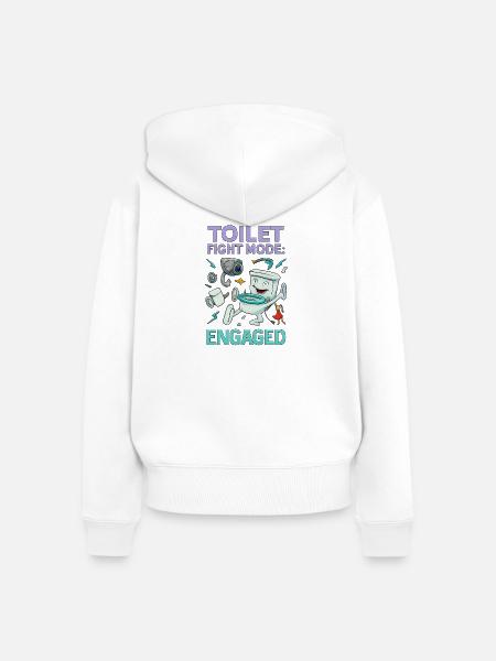 Toilettenkampf-Modus – Absurdes Hirnfäule-Design - Frauen Premium Bio Zip Hoodie - Weiß