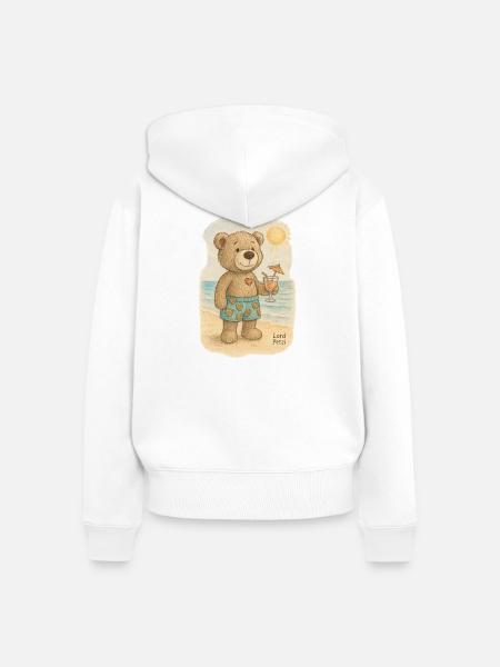 Lord Petzi am Strand - Frauen Premium Bio Zip Hoodie - Weiß