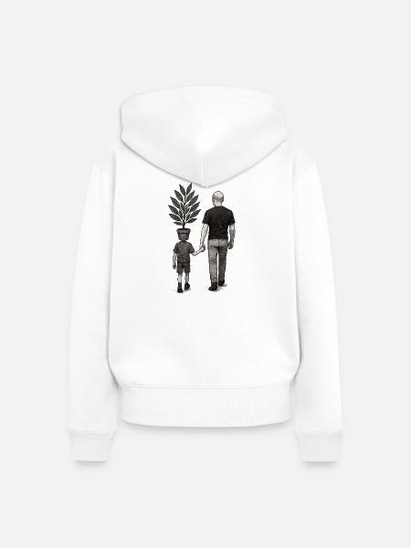 Elterliche Unterscheidung mit Blumentopf - Frauen Premium Bio Zip Hoodie - Weiß