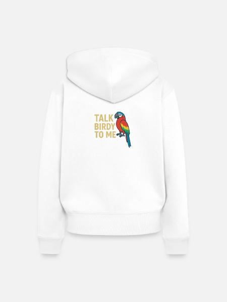 Glücklicher Papagei mit Text - Frauen Premium Bio Zip Hoodie - Weiß