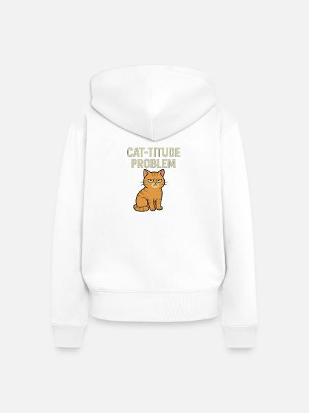 Ausgeprägte Katzengefühle - Frauen Premium Bio Zip Hoodie - Weiß