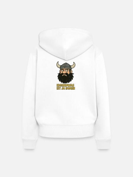 Irgendwas ist ja...witziger Wikinger - Frauen Premium Bio Zip Hoodie - Weiß
