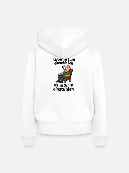 Stuhl einschlafen einstuhlen - Frauen Premium Bio Zip Hoodie - Weiß