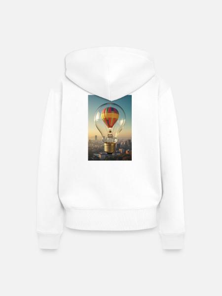 Heißluftballon in der Glühbirne - Frauen Premium Bio Zip Hoodie - Weiß