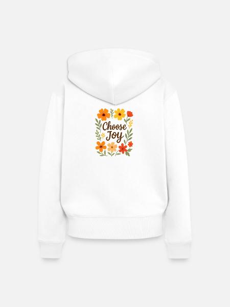 Choose Joy - Frauen Premium Bio Zip Hoodie - Weiß