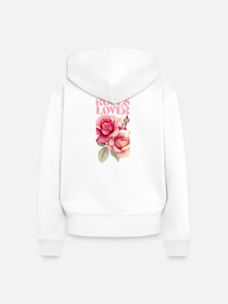 Elegantes rosa rosa Blumendesign - Frauen Premium Bio Zip Hoodie - Weiß