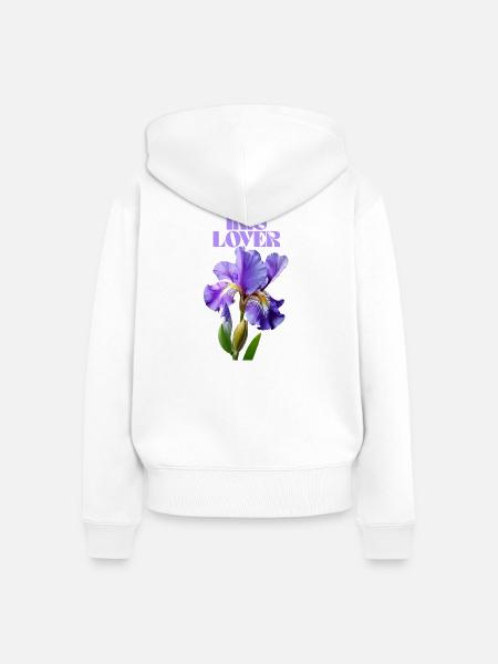 Lila Irisblume Botanisches Design - Frauen Premium Bio Zip Hoodie - Weiß