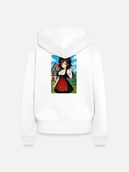 Elsässer Mädchen in elsässischer Tracht - Frauen Premium Bio Zip Hoodie - Weiß
