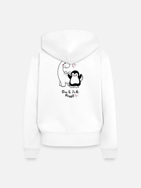 Kuschliger Pinguin mit Herzchen - Frauen Premium Bio Zip Hoodie - Weiß